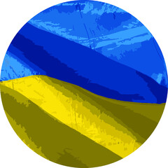 Ukrainian blue and yellow national flag. Image in a circle. 