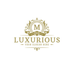 Luxury logo crest template design vector illustration.