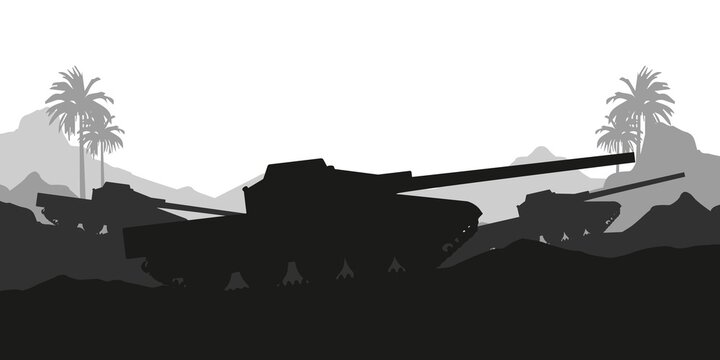 Caravan military tank, world of tanks, army background. vector illustration.