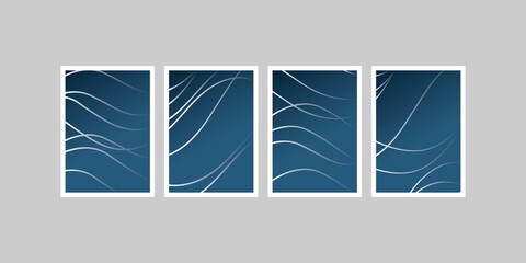 Set of japanese wave line art. Water surface and ocean elements. Vintage poster vector illustration design.