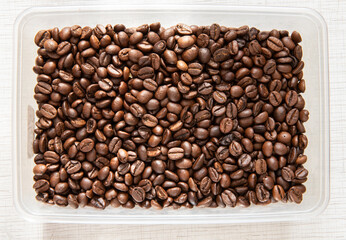 Nice close up shot of coffee beans in day light food photography