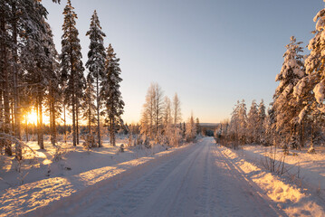 Winter road in Lapland