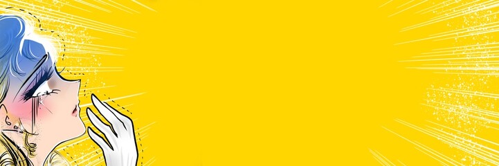 70年代少女漫画失恋してショックを受け白目涙を流す金髪緑の瞳のお姫様イラスト © NORIMA