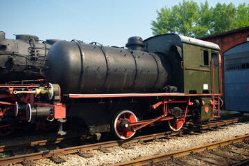Fototapeta na wymiar Polish fireless locomotive in Jaworzyna Slaska, Lower Silesia Poland