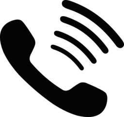 Vector icon illustration of the black silhouette of a phone with waveforms, in concept of incoming call