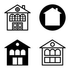 Houses Flat Icon Set Isolated On White Background