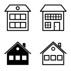 Houses Flat Icon Set Isolated On White Background