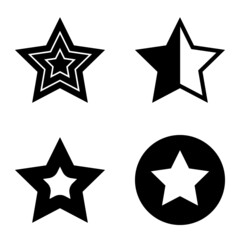 Stars Flat Icon Set Isolated On White Background