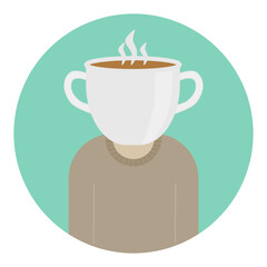 ่Coffee crazy man icon isolated on white background