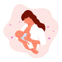 Breastfeeding concept. woman breastfeeding a newborn. Vector illustration