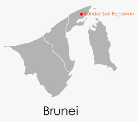 Doodle freehand drawing map of Brunei.