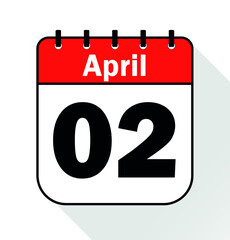 April day 2 red - Calendar Icon - Vector Illustration