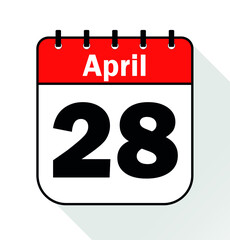 April day 28 red - Calendar Icon - Vector Illustration