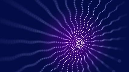 Sphere with moving information particles. Global communication technology. 3D rendering.