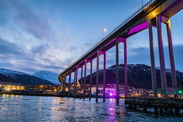 Tromso Bridge, Tromso is a city in Tromso Municipality in Troms og Finnmark county, Norway