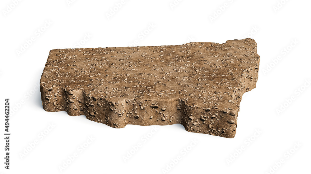 Wall mural 3D illustration of the New South Wales Map soil land geology cross-section with rock ground texture