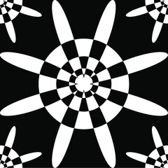 black and white geometric flower background tile