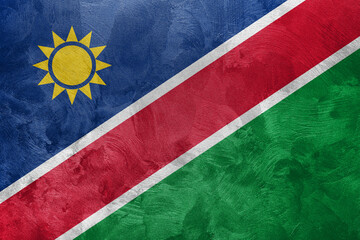 Textured photo of the flag of Namibia.