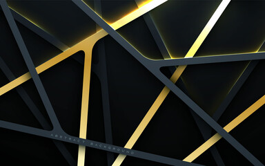 Abstract black and gold dimension line background