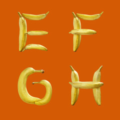 Banana fruit capital letters alphabet - letters E-H