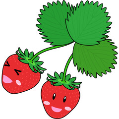 苺のキャラクターのイラスト（アウトラインあり）