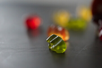 Waffle cone filled with colored jellies