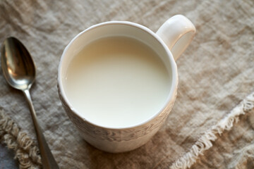 Probiotic kefir in a cup on a table