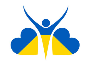 Ukraine National Europe Flag Heart Emblem Symbol Abstract Vector illustration Design