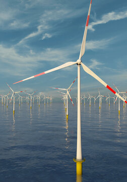 Windenergie - Offshore-Windpark, Hochformat
