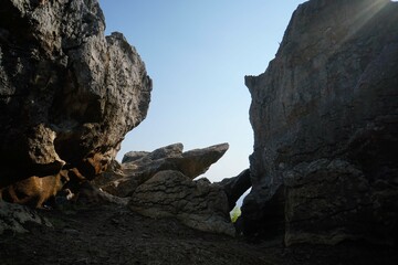 natural stone wall view in the afternoon