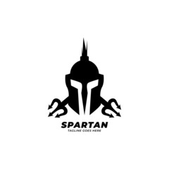 Trident and Spartan Warrior logo vector.