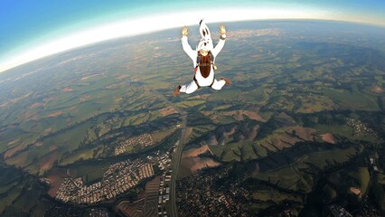 Crazy easter bunny costume skydiver
