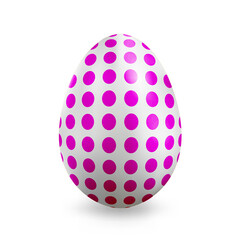 Happy Easter. Big white egg with pattern. Realistic chicken egg on a white background. Design element. Isolate.	