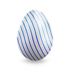 Happy Easter. Big white egg with pattern. Realistic chicken egg on a white background. Design element. Isolate.	