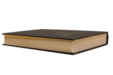 a old PhD thesis of dark grey cover, isolated on white background