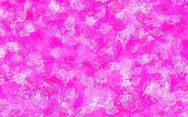 Light Pink vector doodle backdrop with leaves.