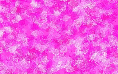 Fototapeta premium Light Pink vector doodle backdrop with leaves.