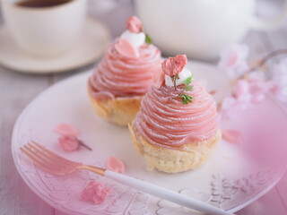 春スイーツ 桜モンブランでティータイム