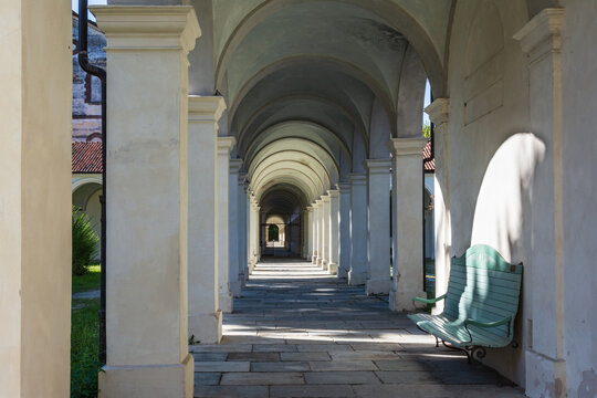 The gallery inside the Certosa Reale in Collegno, Turin, Italy
