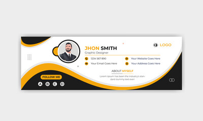 Modern, professional, and creative email signature template design with modern layout
