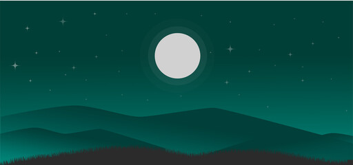 Fototapeta premium illustration landscape with stars and moon night