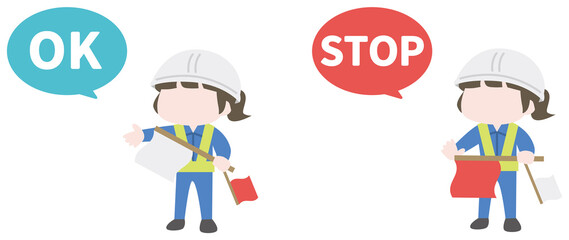 交通誘導員の女性 