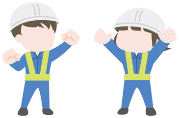 ヘルメットをかぶった作業員 