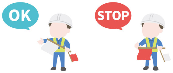 交通誘導員のシニア男性 