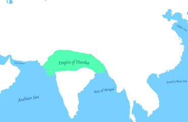 Map of Empire of Harsha Asia Indian Country