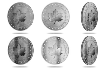 Maple Leaf canadian symbol golden coin 3d illustration
