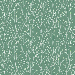Vector seamless half-drop pattern, with leaves