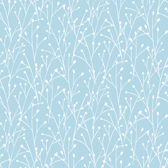 Vector seamless half-drop pattern, with leaves