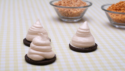 Fototapeta na wymiar Chocolate-coated marshmallow treats