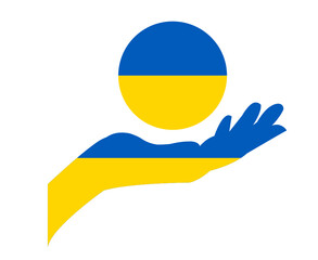 Ukraine Heart And Hand Flag EmblemSymbol Abstract National Europe Vector illustration Design